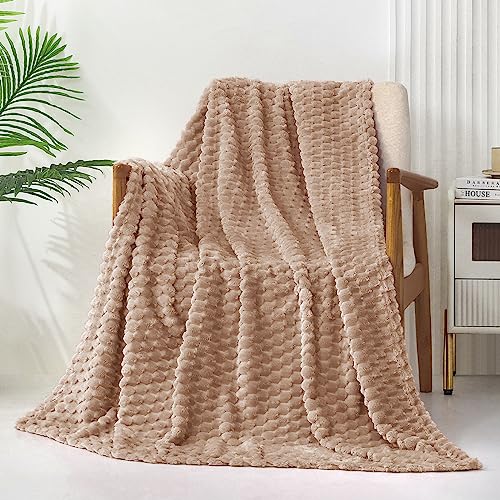 Exclusivo Mezcla Fleece Throw Blanket for Couch Extra Large Fuzzy Camel Bed Blankets - Image 3