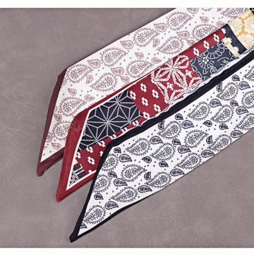 Scarf Belt for Women Boho Western Cowboy Leathery Paisley Silk Scarfs for Autumn Fashion Stylish Elegant 6