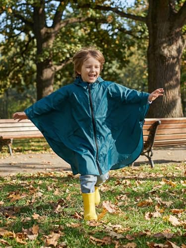 Image of SaphiRose Lightweight Kids Rain Poncho Waterproof Jacket Zipper Up Rain Coat