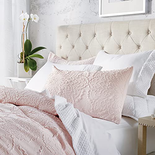 Chf Solid Medallion 3-Piece Microsculpt Comforter Set With Shams, Full/Queen, Blush #TOP2