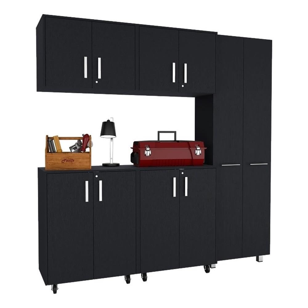 TUHOME Wooster 5 Piece Garage Set Black Engineered Wood