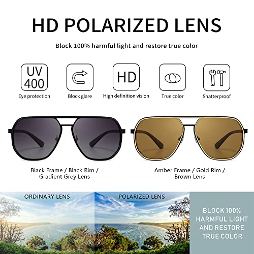 Image of SUNGAIT Aviator Sunglasses for Men and Women, Polarized Trendy Square Sun Glasses Retro Pilot Shades UV Protection