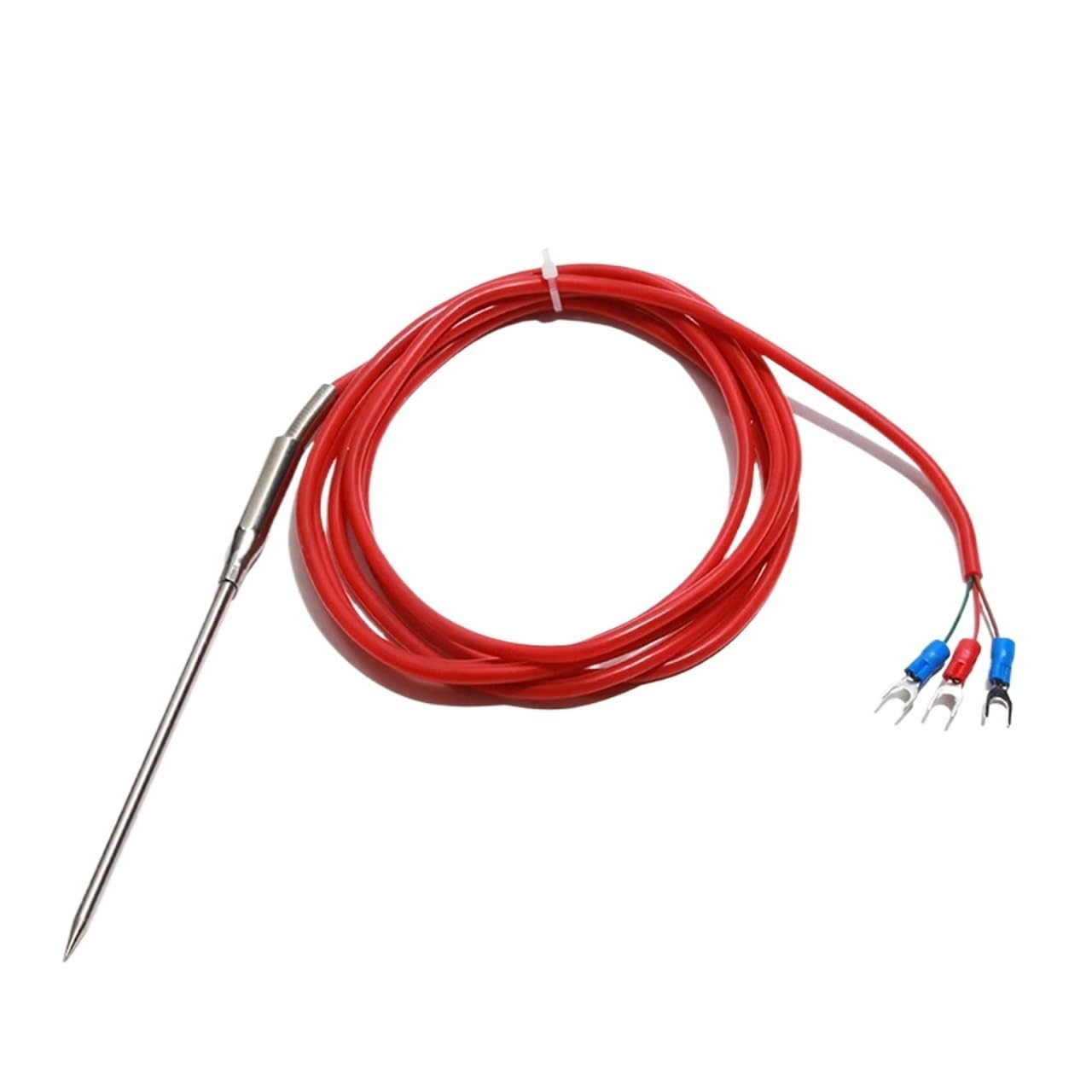 FULIMEI PT100 Needle Shaped Thermistor Temperature Sensor 4X50/100mm Plug-in PT1000 Platinum Resistance Probe 1PC(PT1000-Length 1M,4X100mm Probe)