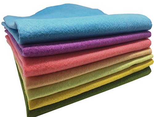 Misscrafts 7Pcs 18" X 18" 1.4Mm Thick Soft Felt Nonwoven Fabric Sheet Pack Diy Craft Patchwork Sewing Squares Assorted Colors(Spring) #TOP1