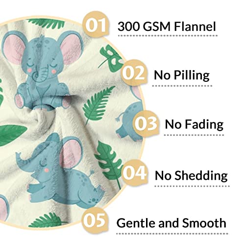 Elephant Blanket Gifts - 60"x80" Cute Throw for Women Girls - Green Soft Fuzzy Blankets for Bed, Couch & Living Room