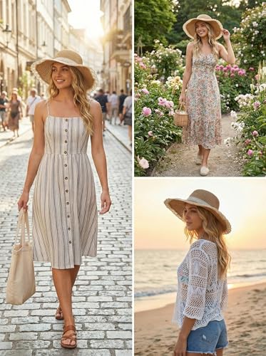 Image of Beach Hats for Women - Beach Hat Womens UPF 50+, Packable Sun Hat Women