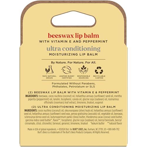 Burt's Bees Lip Balm and Ultra Conditioning Lip Balm, 0.15 oz., 4 Tubes - image 7