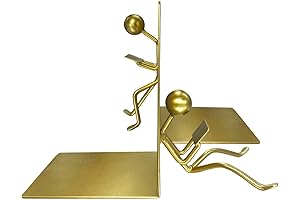Heavy Duty Metal Unique Office Desk Bookends - Golden Touch For Decor Enthusiasts