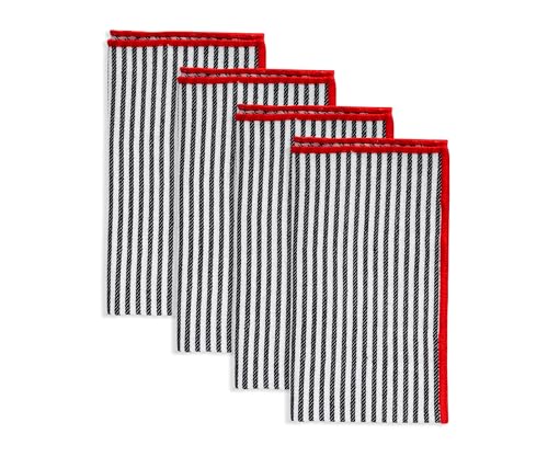 Servilletas de Tela Negra y Blanca a Rayas x4 18x18 miniatura 2