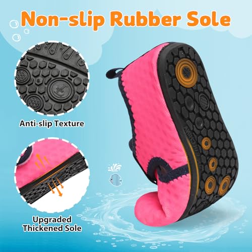 Image of LeIsfIt Kids Water Shoes Girls Boys Quick Dry Aqua Socks Breathable Swim Shoes Non-Slip Barefoot Socks for Beach Surf