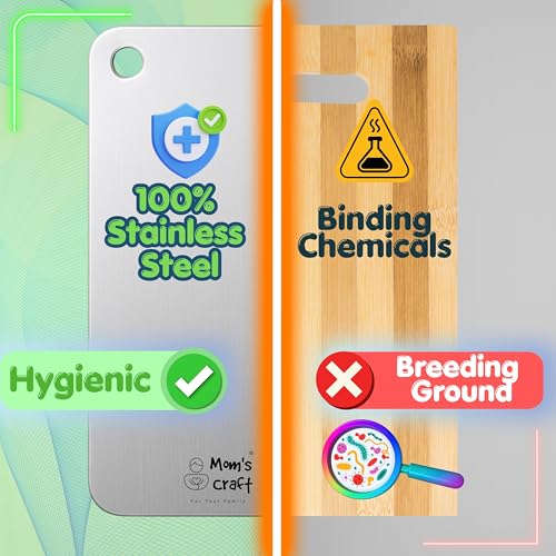 Image of Stainless Steel Chopping Board 310x225mm | Rust-Proof Heavy-Duty Metal Cutting Board | Smooth Edge Steel Vegetable Meat Fish Fruit Cutter Board | Hygienic Easy-Clean Food Prep Chopper Board