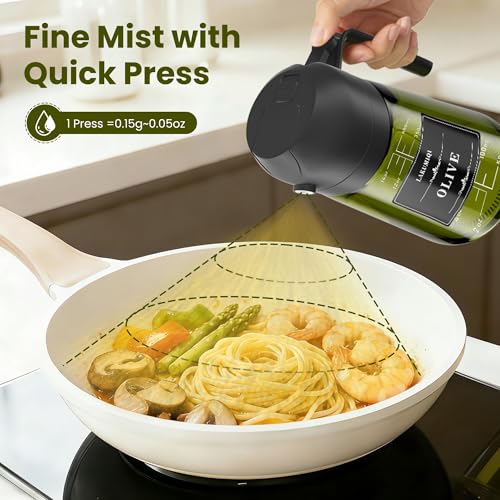 Image of Oliver Oil Sprayer & Dispenser for Cooking Bottle 16oz Dark Glass Fine Mist | 2-in-1 Lightproof Borosilicate Glass Oil Bottle, Wide Mouth for Easy Refill Clean
