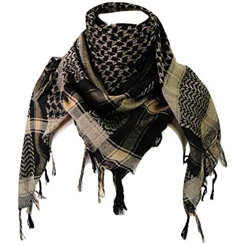 Tapp Collections Premium Shemagh Head Neck Scarf - Black/Camel Cover