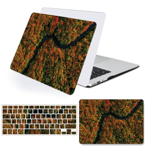 FFBOFFC Funda para MacBook Air 13,6 Pulgadas 2025 2024 2023 2022 Modelo A3240 A3113 A2681 M4 M3 M2 Chip, Plástico Carcasa Dura Estuche & Teclado Cubierta, Árbol otoñal del Bosque