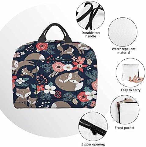 Beabes Fox Family Floral Folding Duffle Bag Cute Forest Animal Flowers Red Berries Leaf Nature Lightweight Carry On Luggage Bags Foldable Travel Bags Handbag For Travel Gym Vocation 5 Beabes Fox Family Floral Folding Duffle Bag Cute Forest Animal Flowers Red Berries Leaf Nature Lightweight Carry On Luggage Bags Foldable Travel Bags Handbag For Travel Gym Vocation