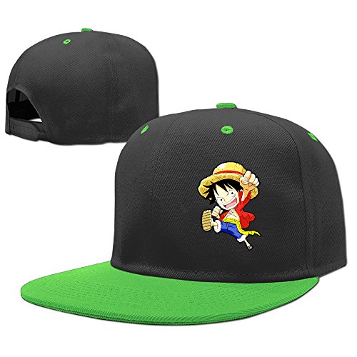 Popular Anime One Piece Monkey D. Luffy Children Best Rock Punk Starter Snapbacks Cap KellyGreen image 2