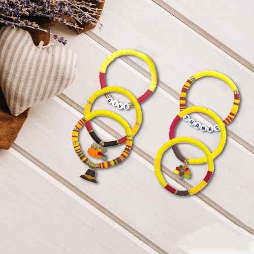 OHOME Thanksgiving Outfit Women - 6 Pack Thanks Giving Bracelets | Thanksgiving Shirts Dress Pajamas Sweatshirts Tops - Funny Friendsgiving Decorations Decor Party Supplies for Adults - Image 3