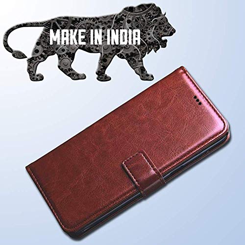 Image of COVERNEW Vintage Leather Flip Cover for Vivo V2068 /Vivo Y12G - Cherry Brown