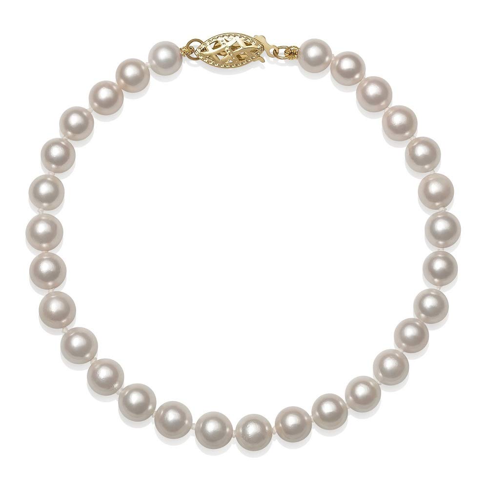 Belacqua AA Quality White Cultured Freshwater Pearl Bracelet