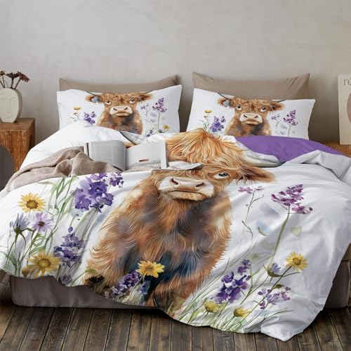 Parure housse couette vache des Highlands microfibre avec taies - 2