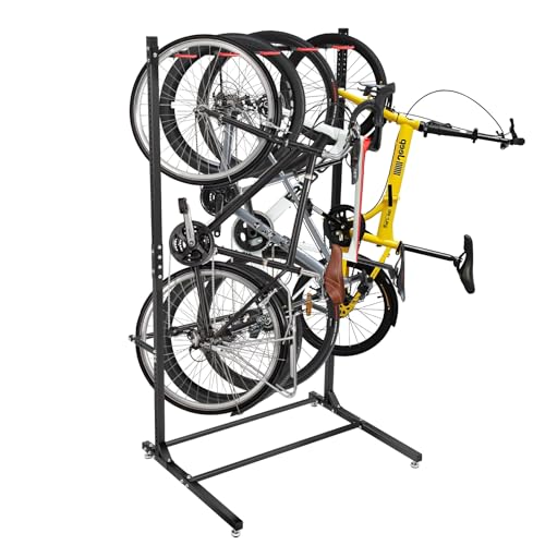Colinktool Freestanding Bike Rack Bicycle Storage Rack,Vertical Bike Stand Max 5 Bikes with Helmet Holders,Solid Steel Bike Racks for Home & Garage &Indoor & Bike Station-BlacK