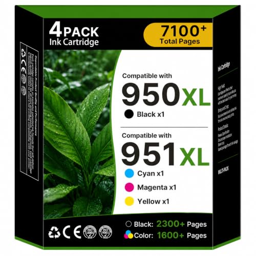Image of 950XL 951XL Ink Cartridges for HP 950 951 Ink Cartridges Combo Pack C2P01FN | 950XL and 951XL Ink Cartridges Combo Pack Use for HP OfficeJet Pro 8600 8610 8615 8620 8100 8630 8660 8640 276DW 251DW 4-Pack
