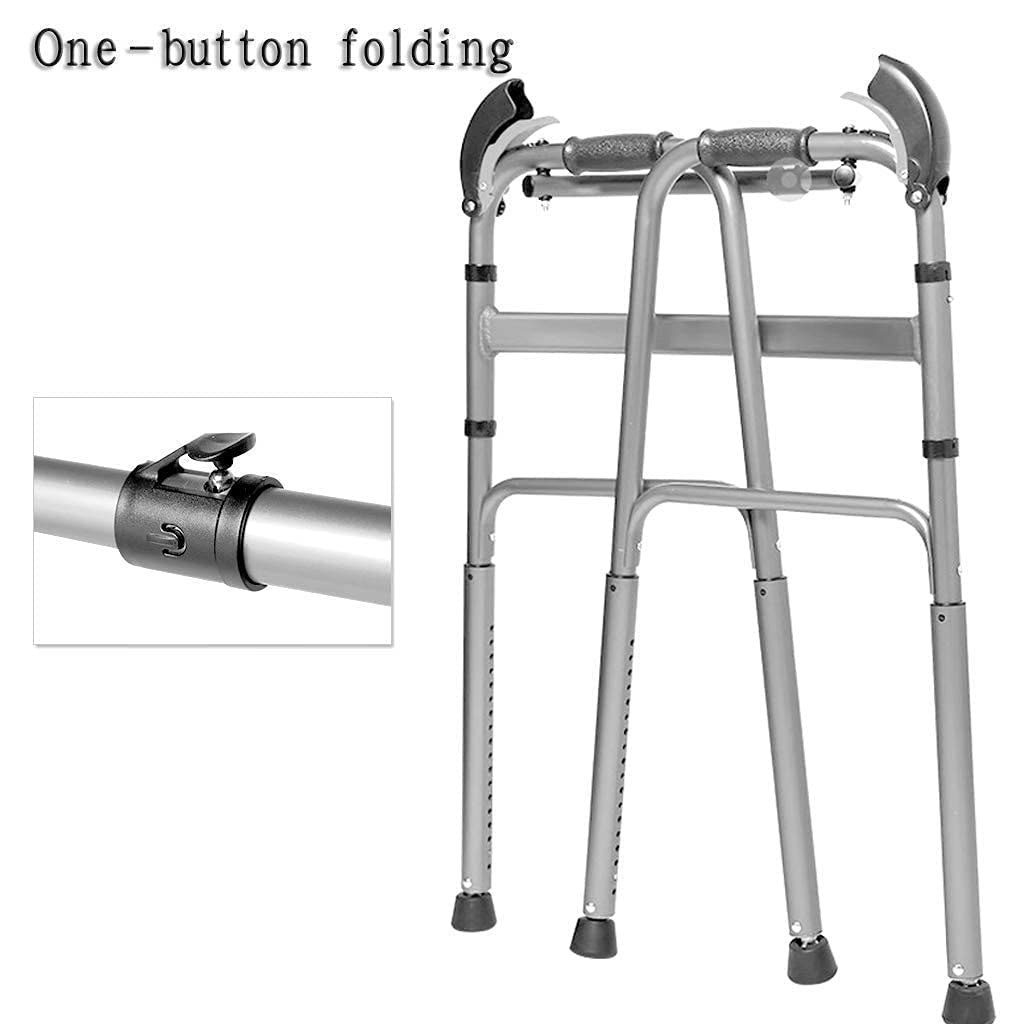 para Personas Mayores Andador Ligero Plegable para Ancianos Sin Ruedas, reposabrazos Ajustable para Ancianos (aleación de Aluminio) (Azul) (Azul)