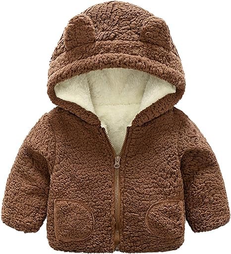 Image of Bold N Elegant Faux Fur Warm Winter Outerwear Hooded Baby Jacket Coat Blanket with Soft Plush Bunny Ear n Tail for Infant Toddler Boy Girl Kids 1yr to 5yr