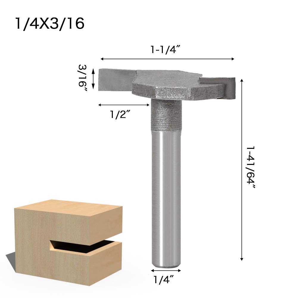 Slot Router Bits with 1/4" Shank 5PCS Slotting Cutter Router Bit Set Cutting Heigh:5/64",3/32",1/8",3/16",1/4". — Amazon image 5