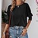 Generic Women's 2024 Summer Fashion Tops 3/4 Sleeve T-Shirts Cute Crewneck Basic Business Tees Blouses Lightweight Cotton Tops, XX-Large, 1-black