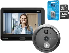 Campainha Inteligente HP4 com Olho Mágico Wi-Fi, Visor Interno FULL HD e Cartão 128GB - Visão Noturna