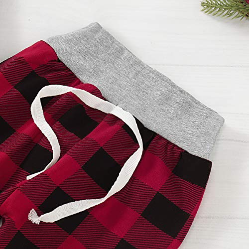 Tabpole Baby Mijn 1e Kerst Kleding Set Romper Plaid Broek Hoofdband Hoed 4 stks Xmas Outfits - Afbeelding 5