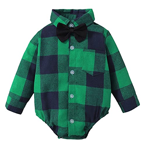 Image of ROMPERINBOX Infant Flannel Buffalo Plaid Baby Shirt Short Long Sleeve Button Down Cardigan Boy Girl Outfit Bodysuit 0-24M