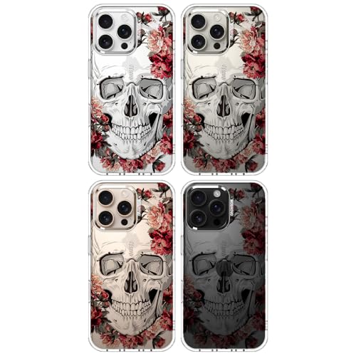 MOSNOVO Case for iPhone 16 Pro Max, [Buffertech 6.6ft Military-Grade Drop Protection] [Anti Peel Off Tech] Clear TPU Bumper Phone Case Cover Design - Red Flower Skull by MOSNOVO - Used condition - Image 3