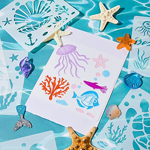 30 Pieces Sea Ocean Creatures Stencils Painting Sea Animal Templates Diy Creatures Pattern Stencils For Scrapbooking Drawing Tracing Furniture Wall Floor Decor Crafts, 5.1 X 5.1 Inch #TOP3