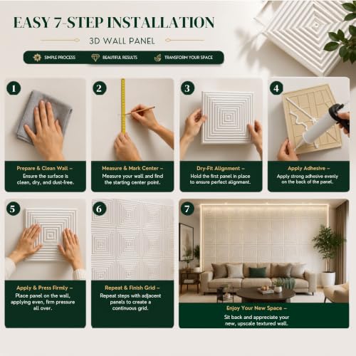 Image of Kayra Decor 3D PVC Wall Panels for Bedroom & Living Room | Line Design |White Color | 19.7 x 19.7 Inch | Pack of 12 | 32.28 Sq Ft
