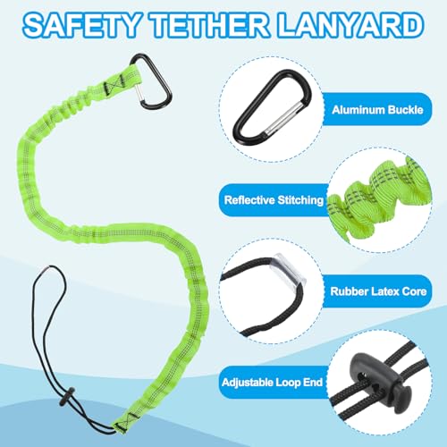 Image of MECCANIXITY Retractable Tool Lanyard 3.6ft with Single Aluminum Buckle and Adjustable Loop End, Maximum Weight Limit 10KG / 22lb, Safety Fall Protection Tools Leash, Green 12 Pack