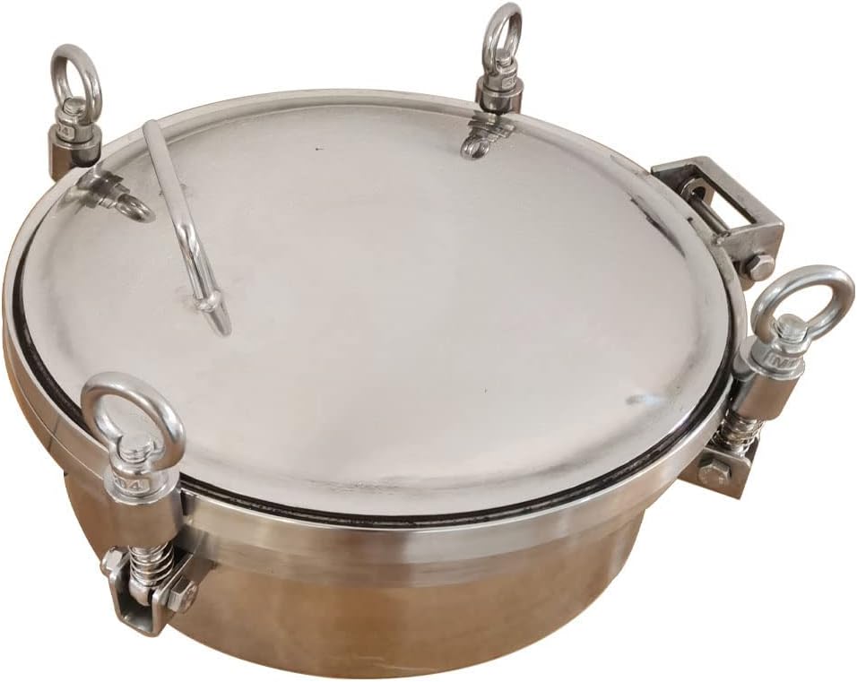 INTBUYING Stainless Steel Pressure Sanitary Manhole Cover Tank Round Manway Door 300mm/11.81in