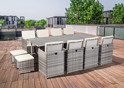 Ribelli Gartenmöbel Set 13-Teilig, Balkonmöbel aus Polyrattan, Wetterfest Sitzgruppe, Sitzgarnitur mit Sofa, Esstisch… – Bild 8