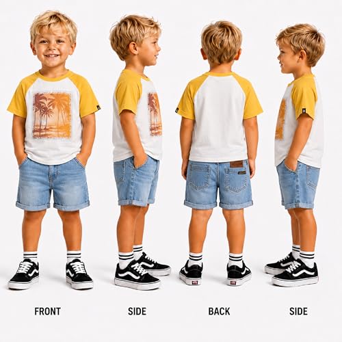 Image of Volcom Infant Toddler Boy Shorts Set - 2 Piece Short Sleeve Graphic Tees & Denim Shorts - Toddler Summer Clothes (12M-7)