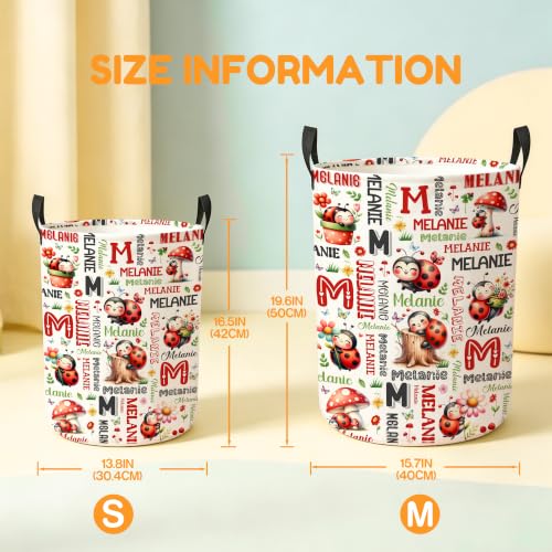 Image of Custom Ladybug Laundry Hamper, Personalized Laundry Basket with Name, Customized Dirty Clothes Basket for Clothes Toy Bathroom Bedroom Storage,S-16.5 inchX 13.8 inch