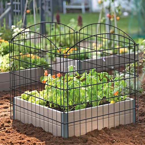 Thealyn Gartenzaun, für den Außenbereich, rostfreies Metall, Hundezaun, Tierbarriere, Gartenzaun, Bordüre für Hof, Terrasse, Blumenbeet (81CM * 71 CM * 10Panneelen)