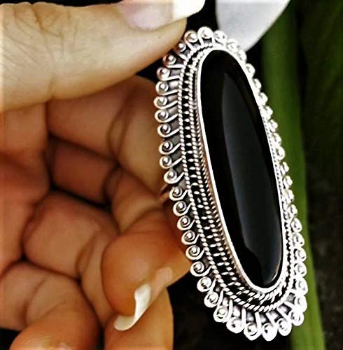Designer Handmade Jewelryblack Onyx Ring Black Onyx Gemstone Sterling Silver Ring Statement Ring Onyx Jewelry Black Stone Long Ring Dailymail
