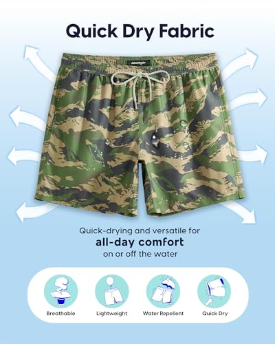Image of maamgic Mens Swim Trunks 5 Inch with Mesh Lining, Quick Dry Mens Bathing Suit, Swim Shorts for Swimming and Beach