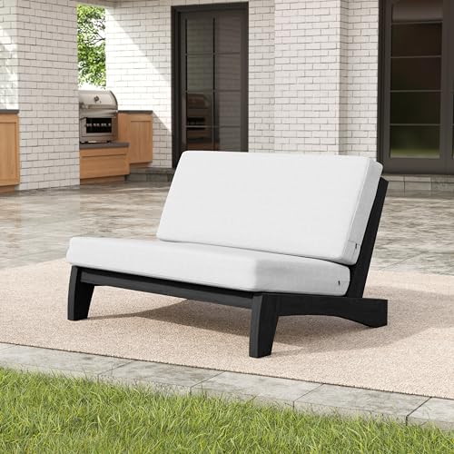 Image of Pia Ricoo 1-Piece Patio Furniture Set, Outdoor Loveseat with 4.5-Inch Thick Cushions, All-Weather Outdoor Sofa for Backyard, Deck, Lawn - Beige /Dark