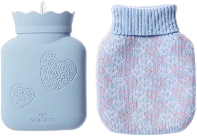 SKUZA Hot Water Bottle, Winter Hot Water Bottle Hand Warmer Water Filling Hot Water Bag with Cover Microwave Heating Silicone Winter Warming Bag (Color : L Grey) (Color : L Pink)