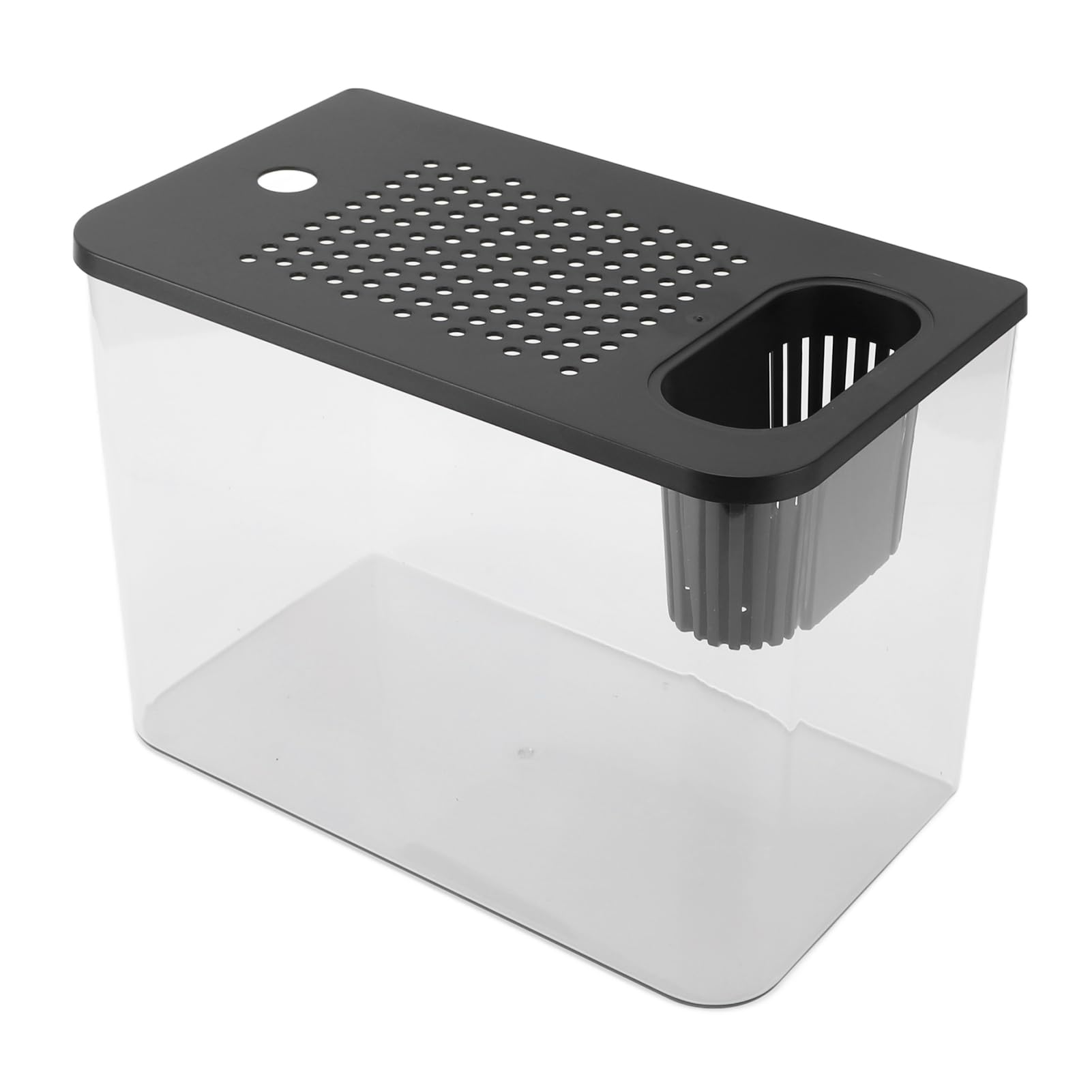 Generic Małe Akwarium Przezroczyste Plastikowe Mini Akwarium dla Złotych Rybek, Krewetek Betta Fish na Pulpicie (BLACK)