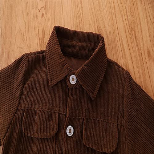 Kids Toddler Boy Fall Outfits Autumn Winter Ribbed Solid Cotton Long Sleeve Coat Classic Cozy (>2-Coffee, 5-6 Years)3