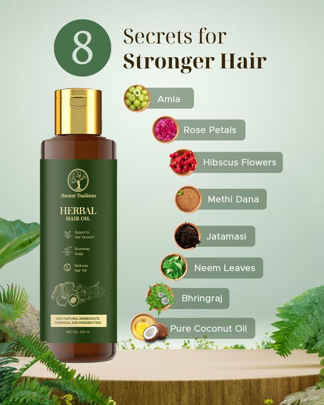 Image of Pure Herbal Hair Oil - For Hair Fall Control, Dandruff Control & Improved Hair Texture | 100ml
