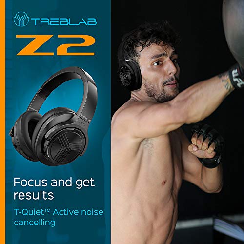 Treblab Z2 - Ultra Premium Over Ear Wireless Headphones - High-End Bluetooth 5.0 Stereo Aptx, Active Noise Cancelling Anc Microphone, 35H Battery, Sports Gym Workout Travel Auriculares (Renewed) #TOP5